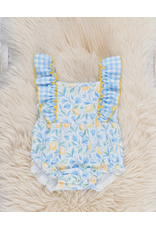 Sunny Lemons Gingham Ruffle Romper