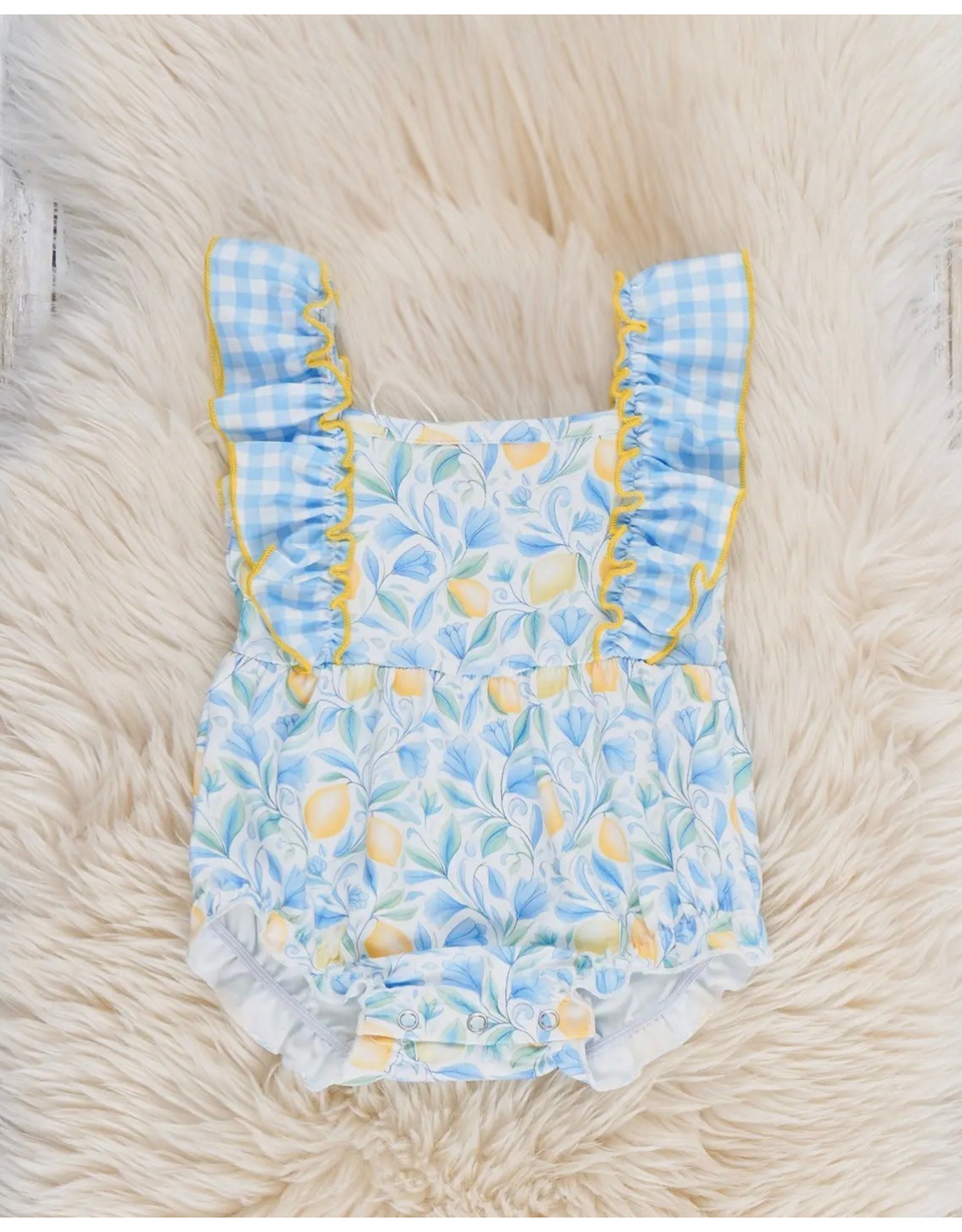 Sunny Lemons Gingham Ruffle Romper