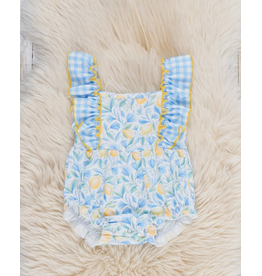 Sunny Lemons Gingham Ruffle Romper
