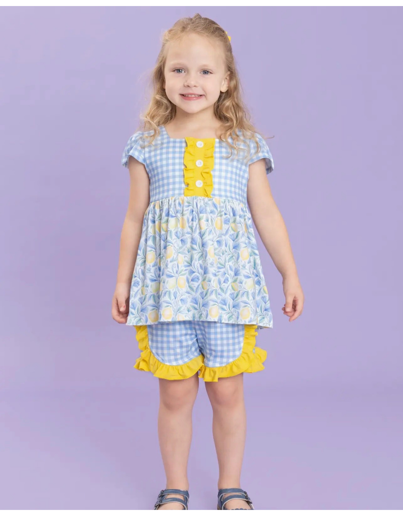 Sunny Lemons Gingham Ruffle Set