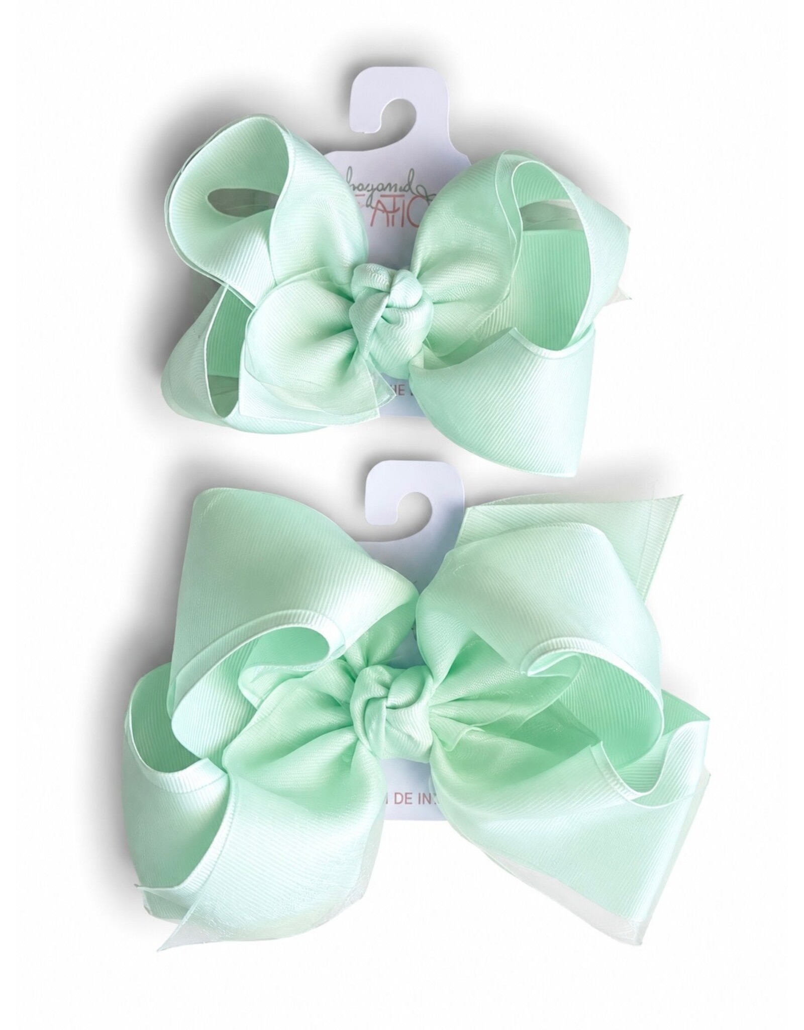 Beyond Creations Beyond Creations- Powder Mint Organza Layered Bow: