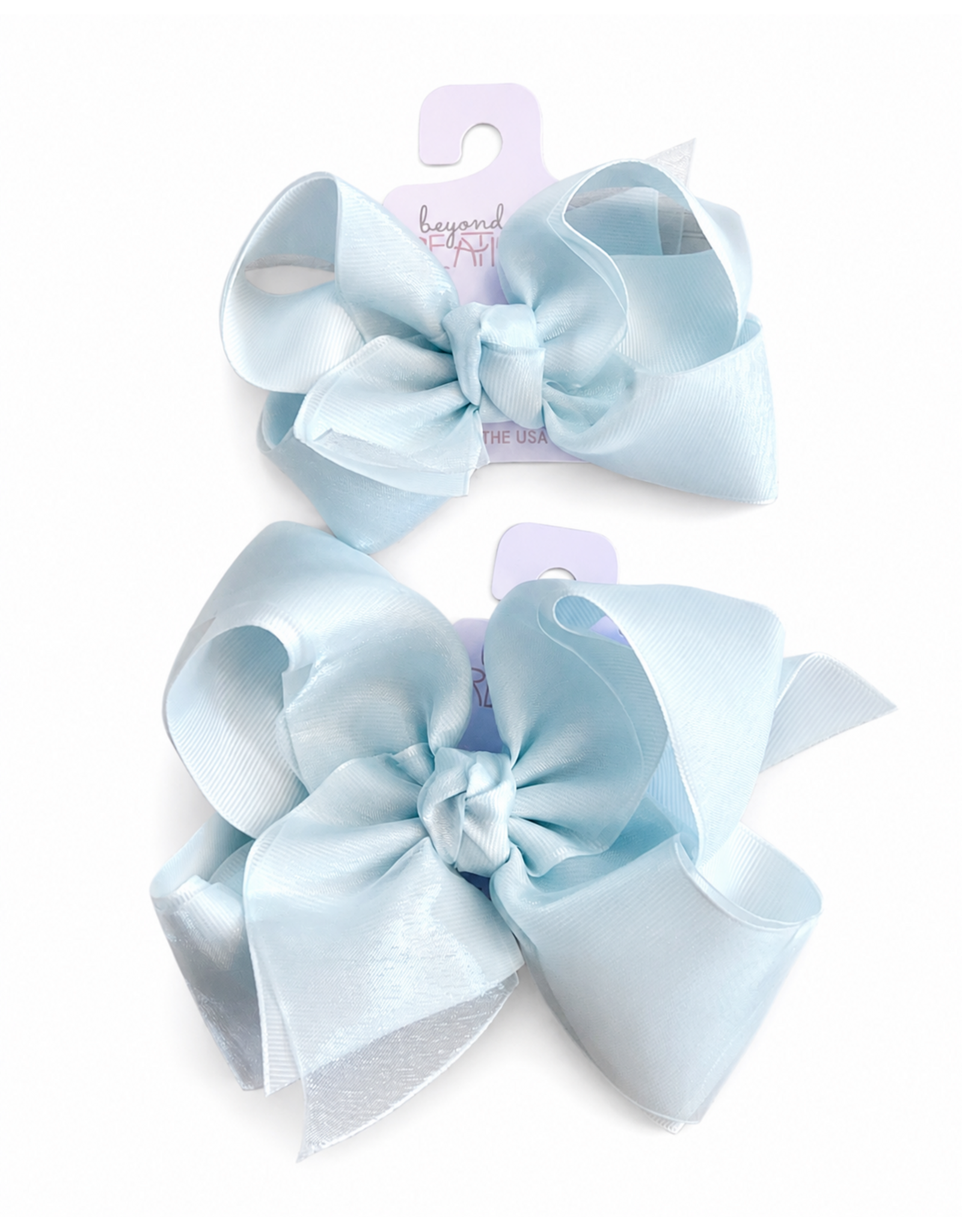 Beyond Creations Beyond Creations- Powder Blue Organza Layered Bow: