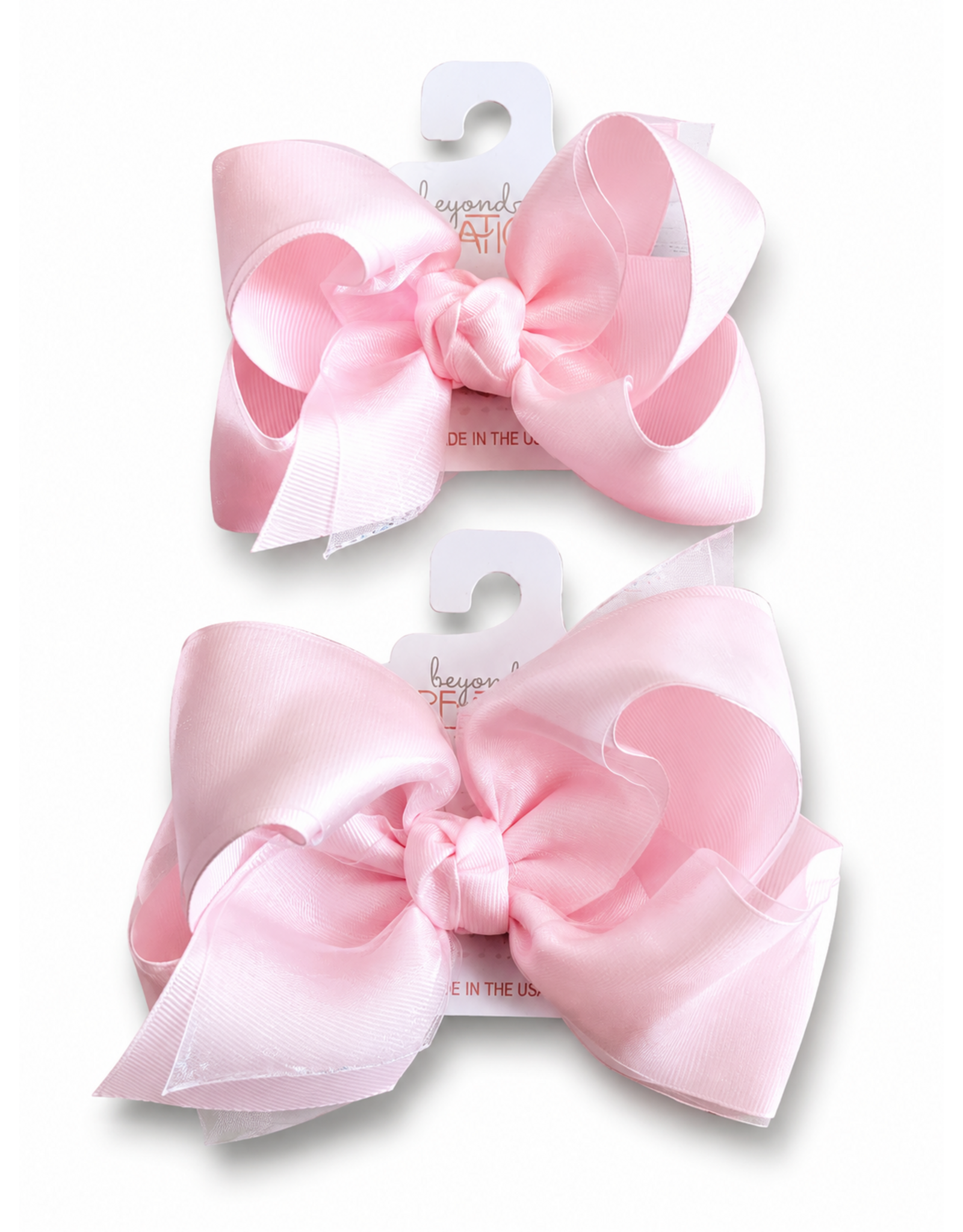 Beyond Creations Beyond Creations- Powder Pink Organza Layered Bow: