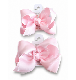 Beyond Creations Beyond Creations- Powder Pink Organza Layered Bow: