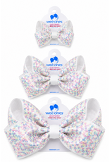 Wee Ones- Confetti Sequin Grosgrain Underlay Bow: White