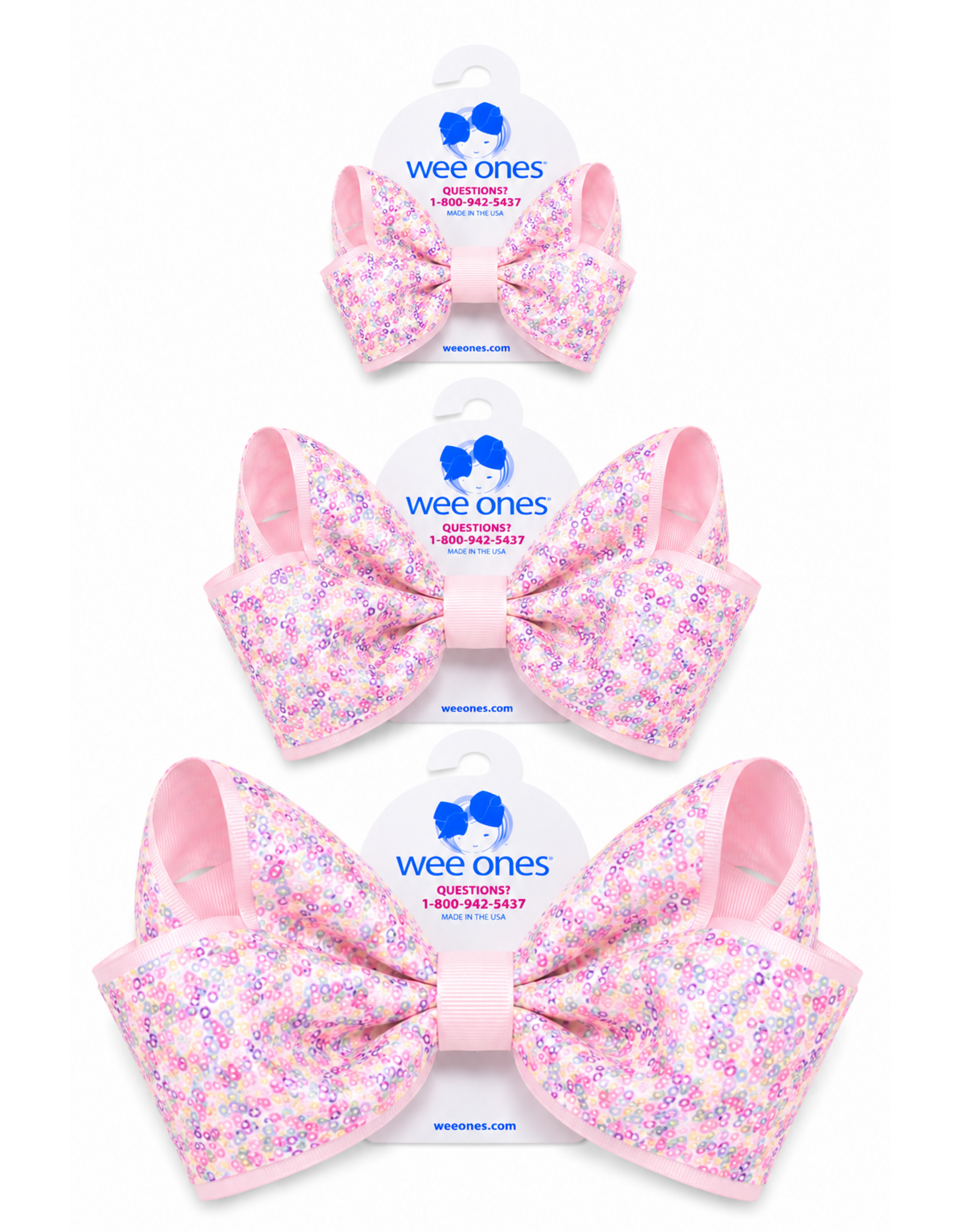 Wee Ones- Confetti Sequin Grosgrain Underlay Bow: Lt Pink