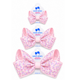 Wee Ones- Confetti Sequin Grosgrain Underlay Bow: Lt Pink