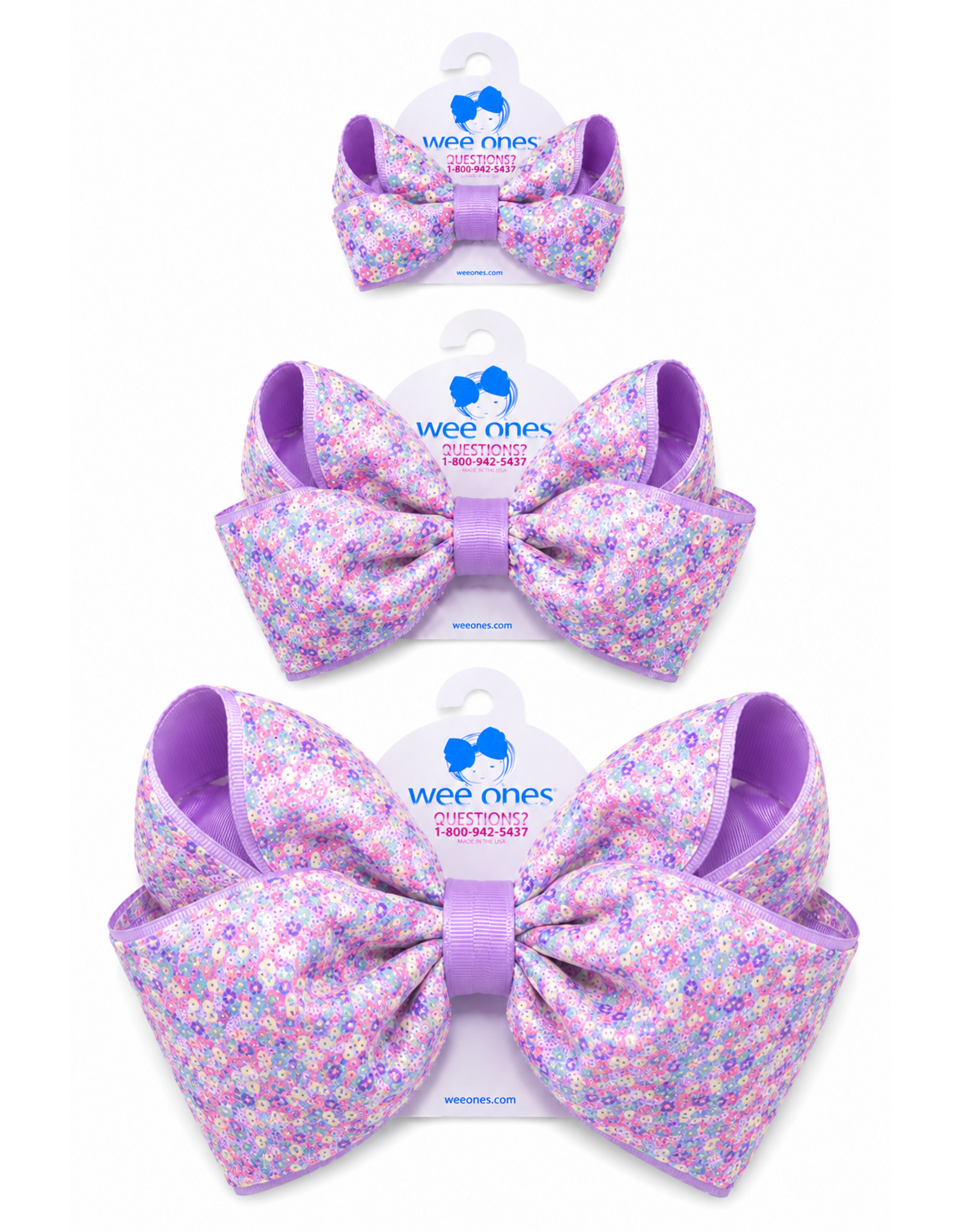 Wee Ones- Confetti Sequin Grosgrain Underlay Bow: Lt Orchid