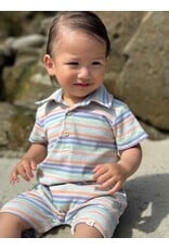 Me & Henry Me & Henry- Peach Multi Stripe Drift Romper