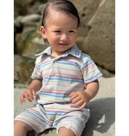 Me & Henry Me & Henry- Peach Multi Stripe Drift Romper