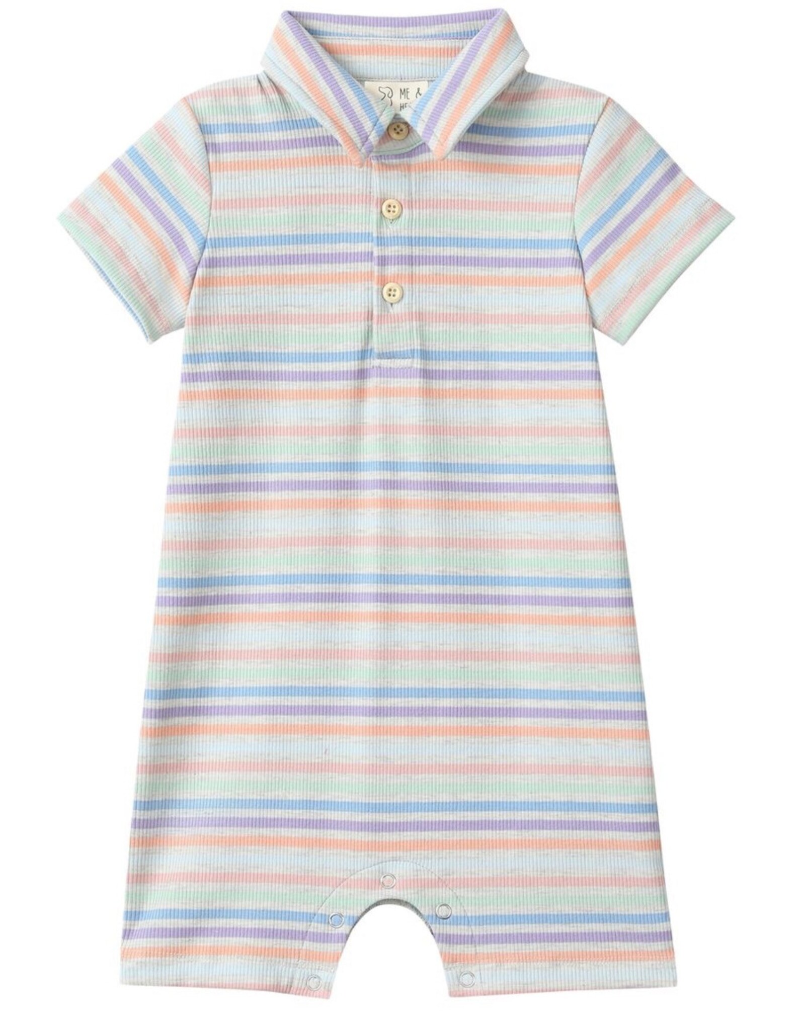 Me & Henry Me & Henry- Peach Multi Stripe Drift Romper