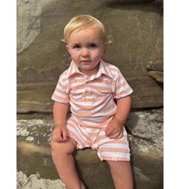 Me & Henry Me & Henry- Peach/White Stripe Drift Romper