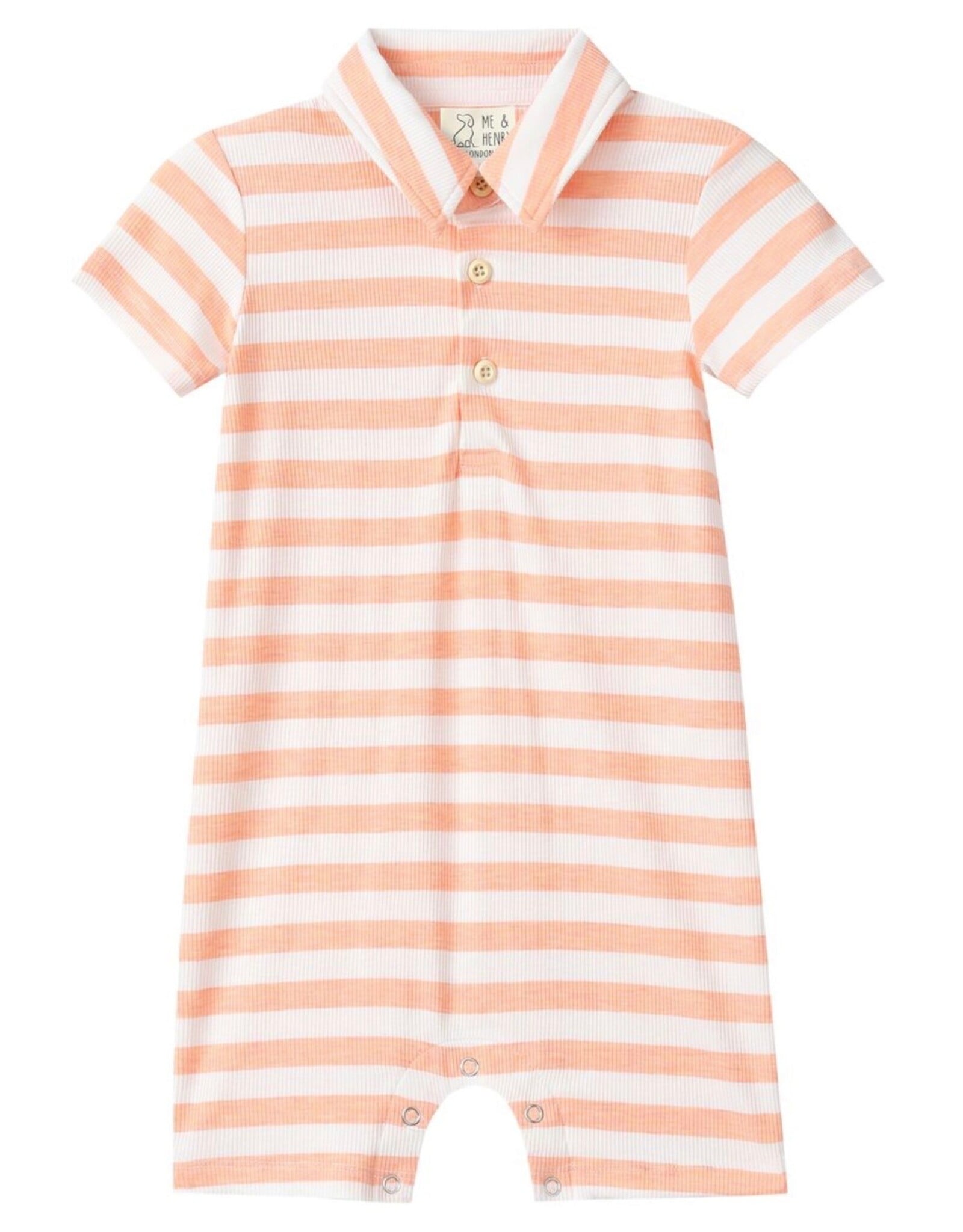 Me & Henry Me & Henry- Peach/White Stripe Drift Romper
