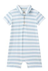 Me & Henry Me & Henry- Pale Chambray/White Stripe Drift Romper