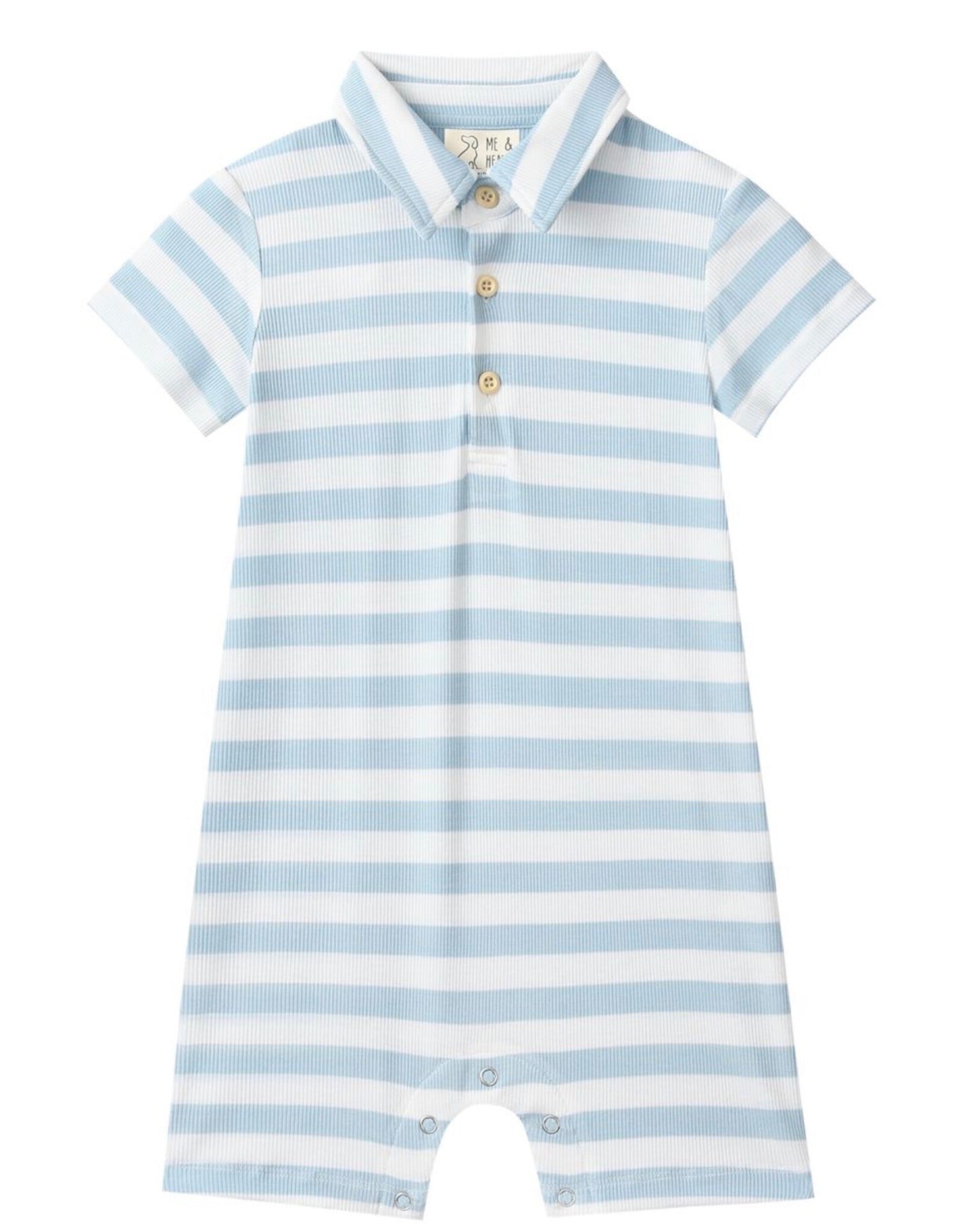 Me & Henry Me & Henry- Pale Chambray/White Stripe Drift Romper