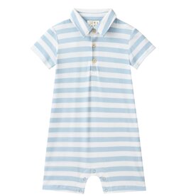 Me & Henry Me & Henry- Pale Chambray/White Stripe Drift Romper