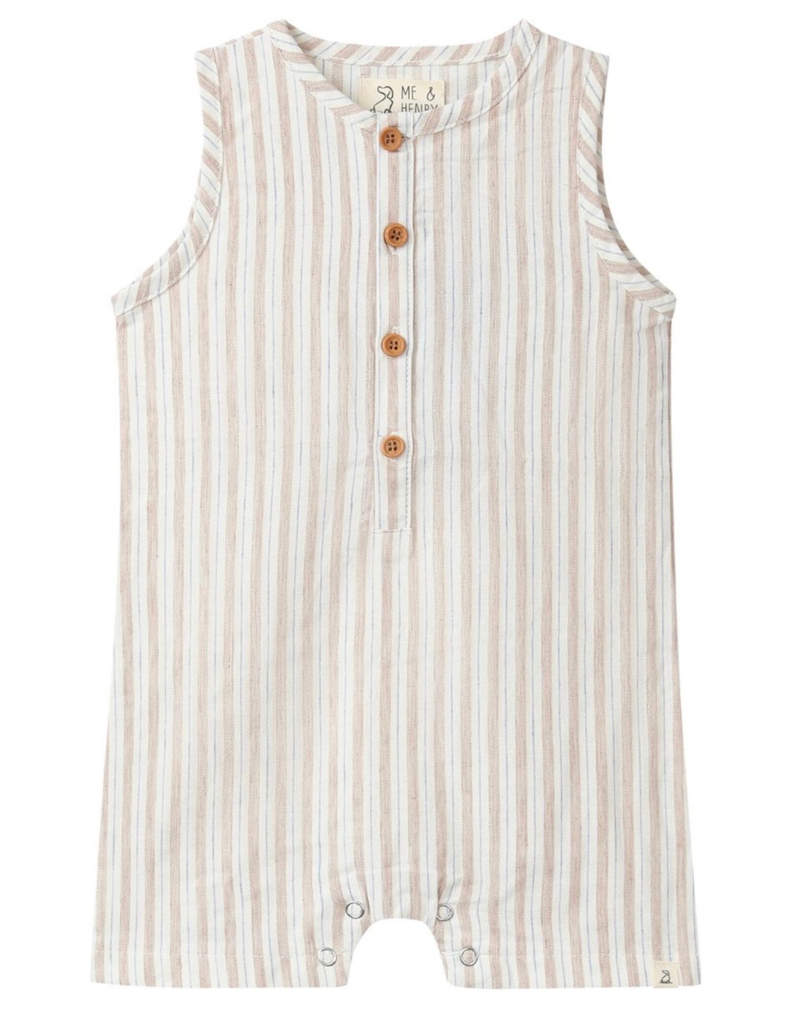 Me & Henry Me & Henry- Cabin Stripe Beige Playsuit