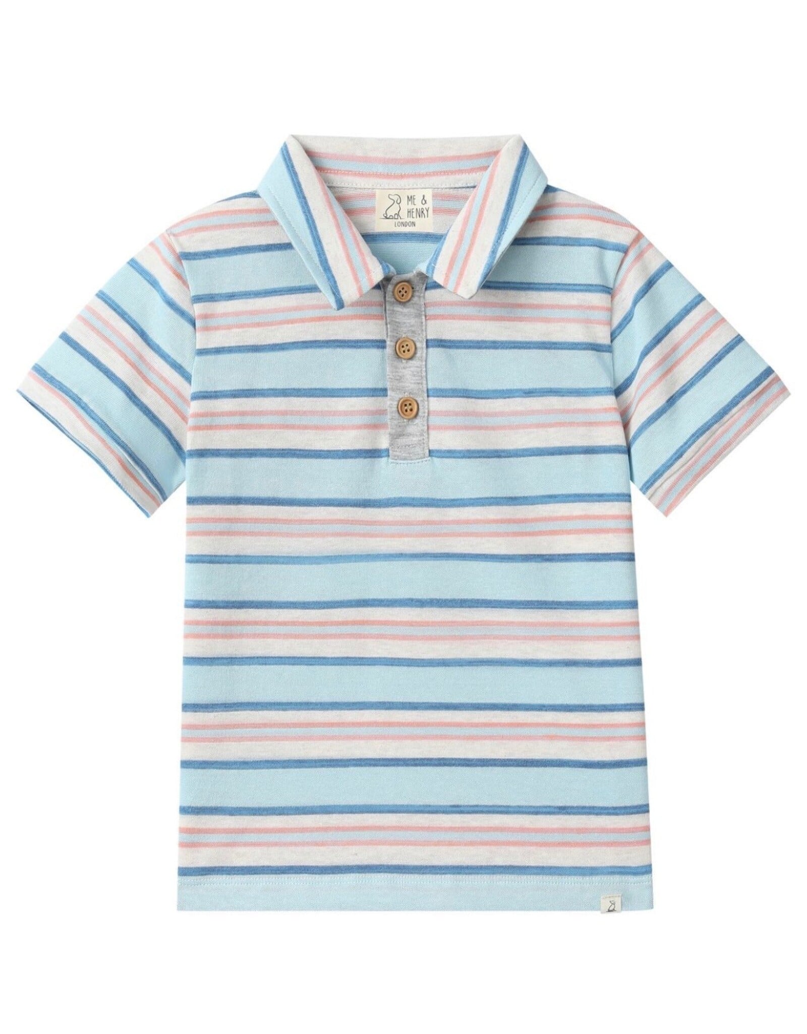 Me & Henry Me & Henry- Polreath Blue/Pink Stripe Polo
