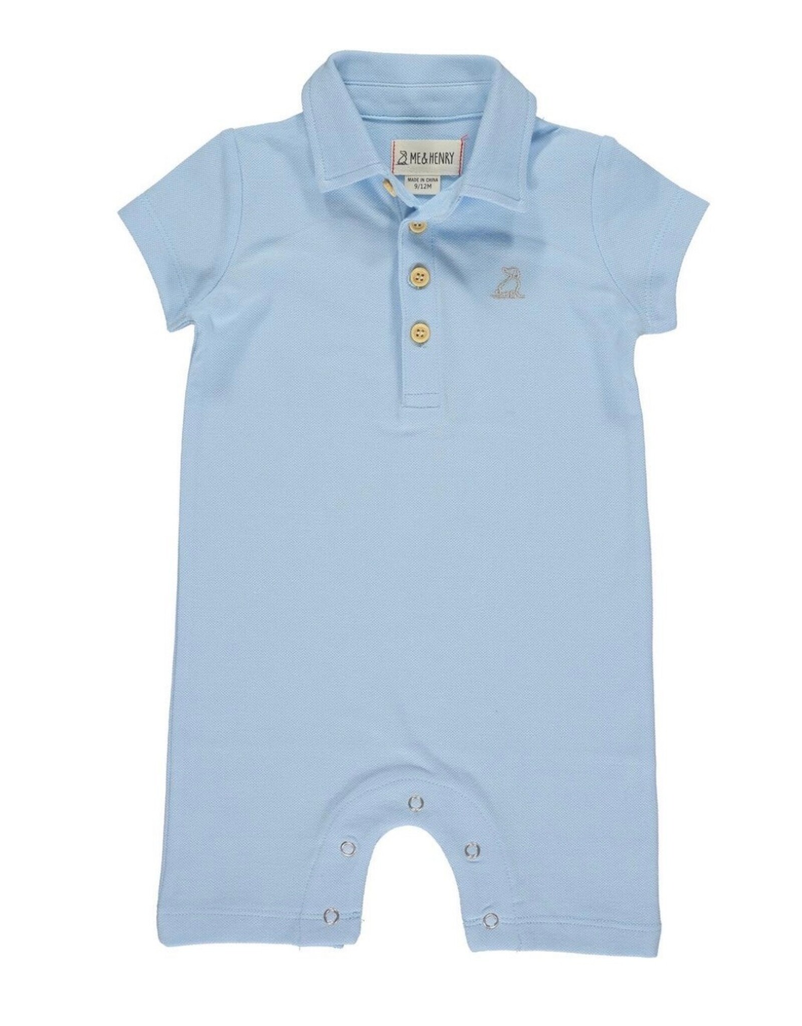 Me & Henry Me & Henry- Pale Pique Blue Drift Romper
