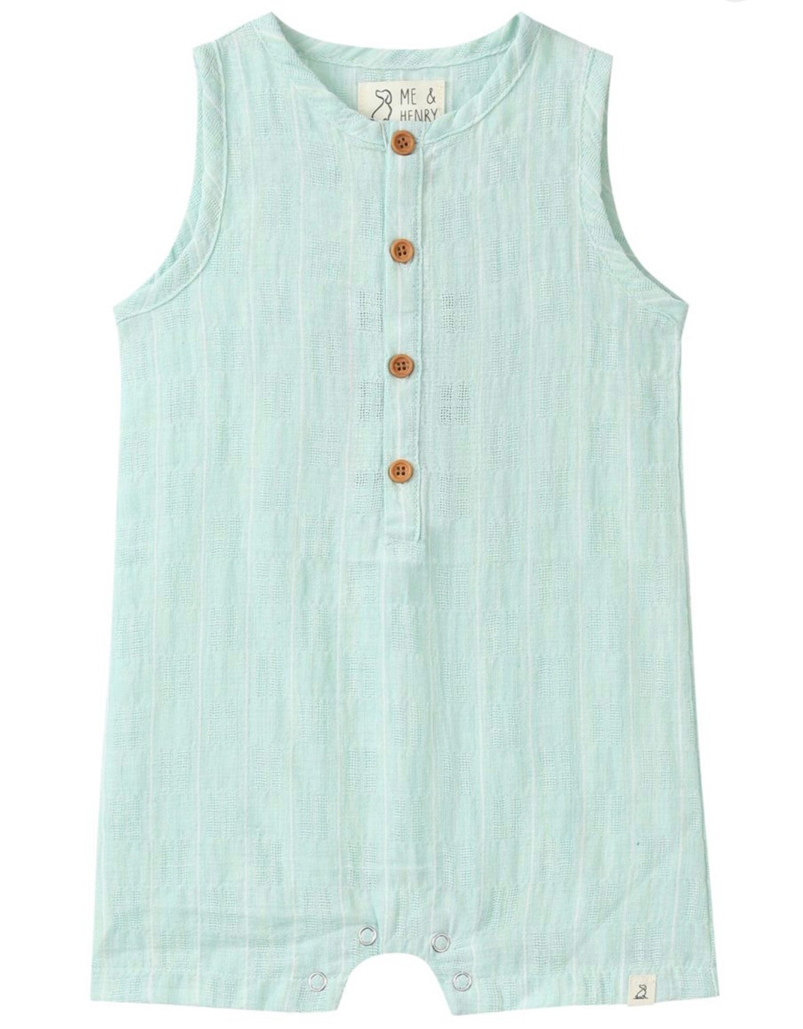 Me & Henry Me & Henry- Green Textured Plaid Playsuit