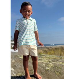 Me & Henry Me & Henry- Starboard Printed Turquoise Stripe Polo