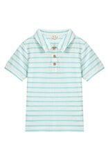 Me & Henry Me & Henry- Starboard Printed Turquoise Stripe Polo