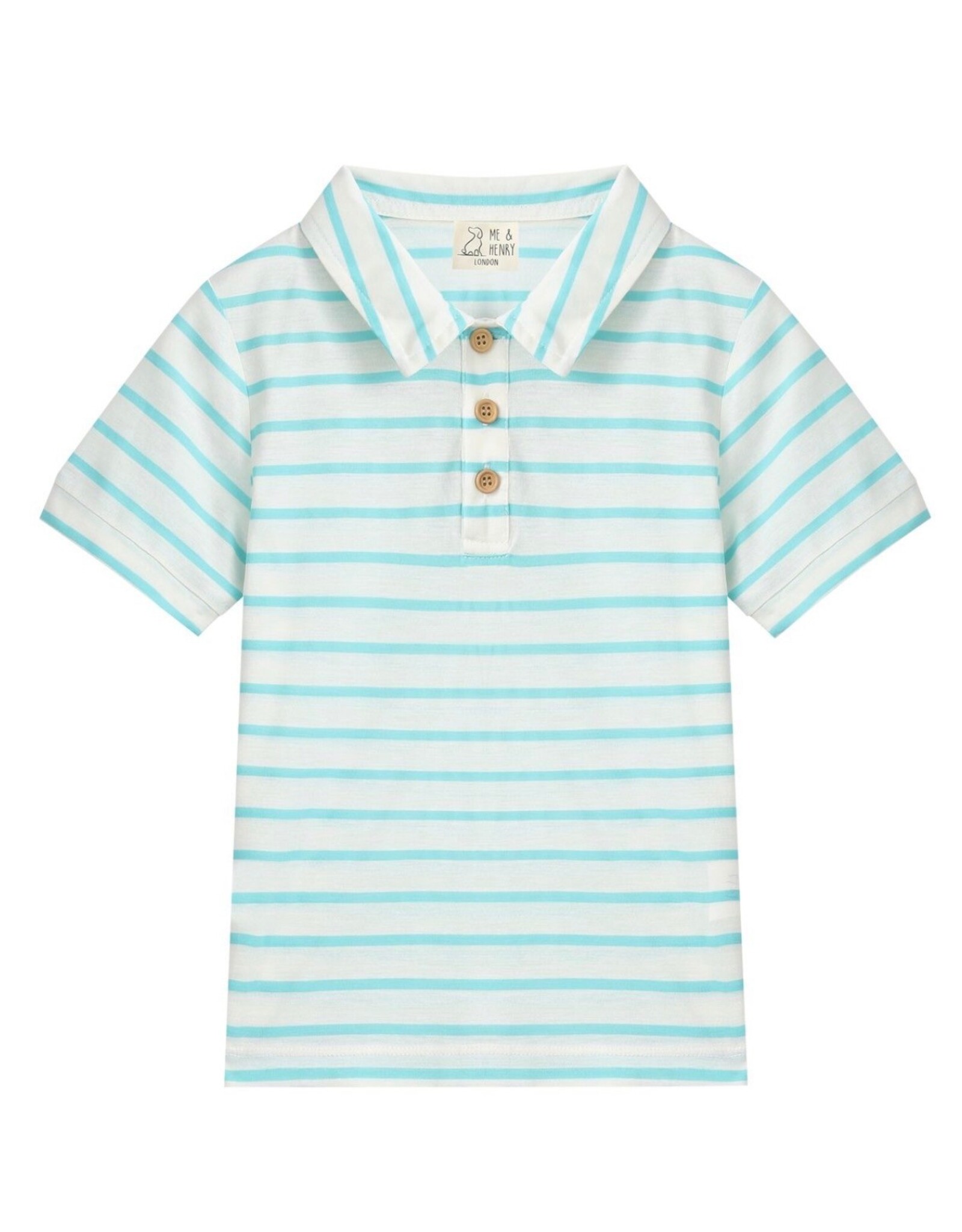 Me & Henry Me & Henry- Starboard Printed Turquoise Stripe Polo