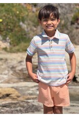 Me & Henry Me & Henry- Shipping Peach Multi Stripe Polo