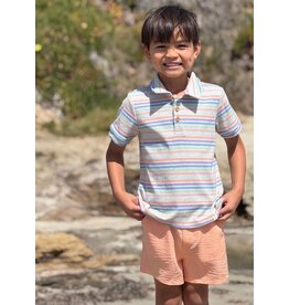 Me & Henry Me & Henry- Shipping Peach Multi Stripe Polo