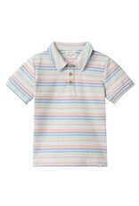 Me & Henry Me & Henry- Shipping Peach Multi Stripe Polo
