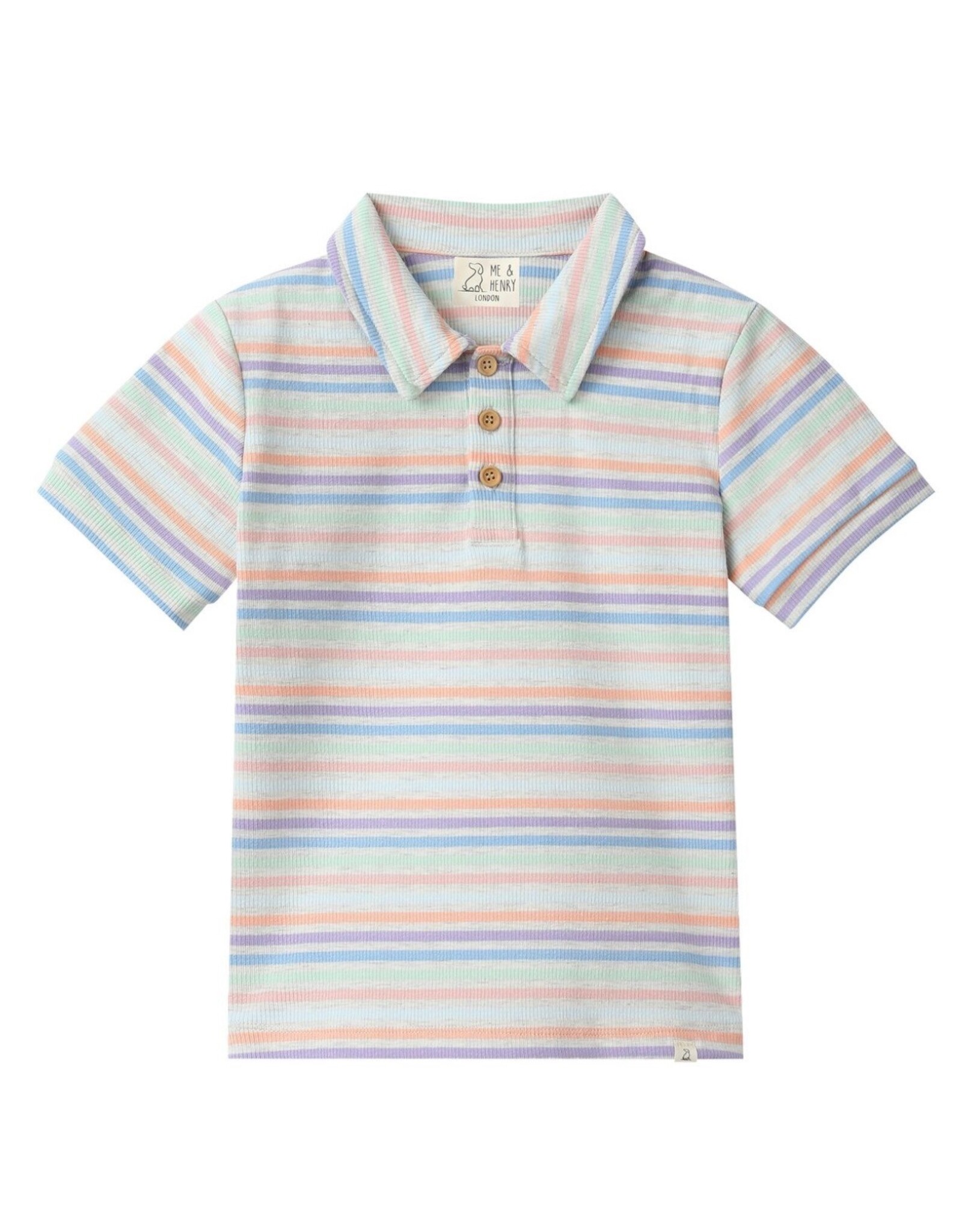 Me & Henry Me & Henry- Shipping Peach Multi Stripe Polo
