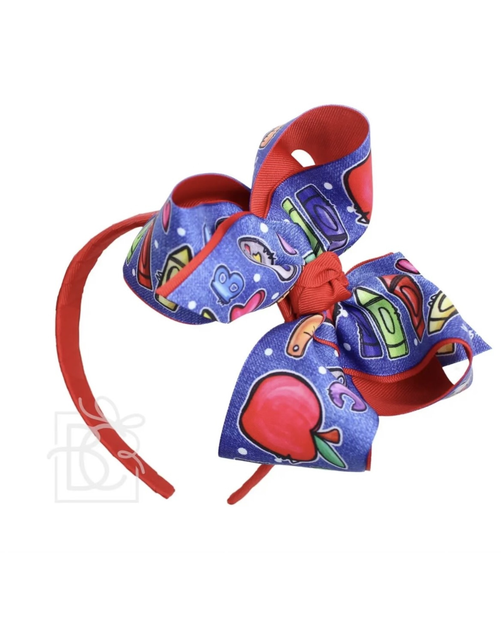Beyond Creations Beyond Creations- Red School Ribbon 5.5" Knot Layered Hard Headband