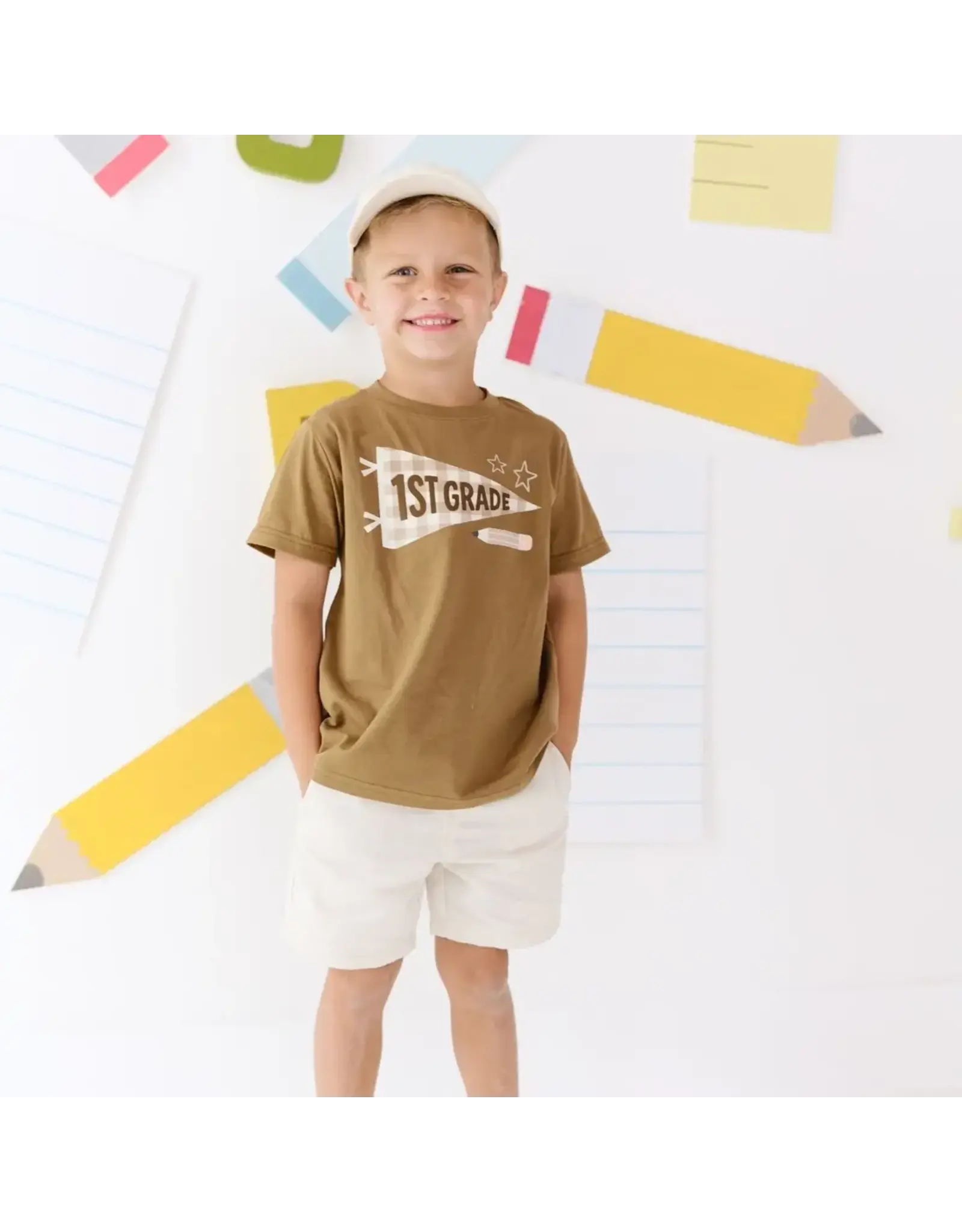 Sweet Wink Sweet Wink- First Grade Pennant S/S Shirt: Mocha