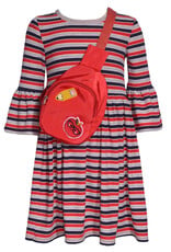 Bonnie  Jean Bonnie Jean- Stripe Rib Knit Dress w/ Cross Body Bag
