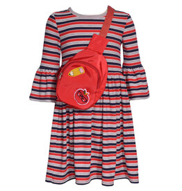 Bonnie  Jean Bonnie Jean- Stripe Rib Knit Dress w/ Cross Body Bag