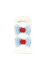 Sweet Wink Sweet Wink- Apple Gingham Tulle Bow Clip Set