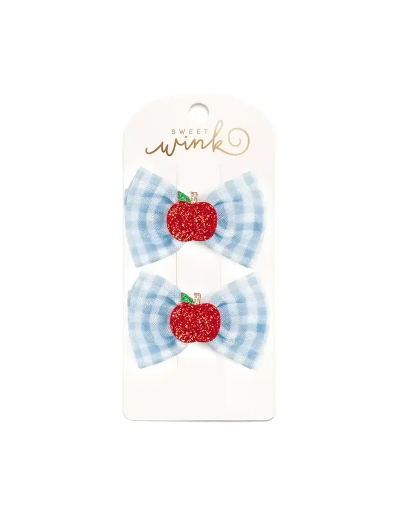 Sweet Wink Sweet Wink- Apple Gingham Tulle Bow Clip Set