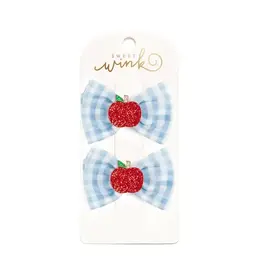 Sweet Wink Sweet Wink- Apple Gingham Tulle Bow Clip Set