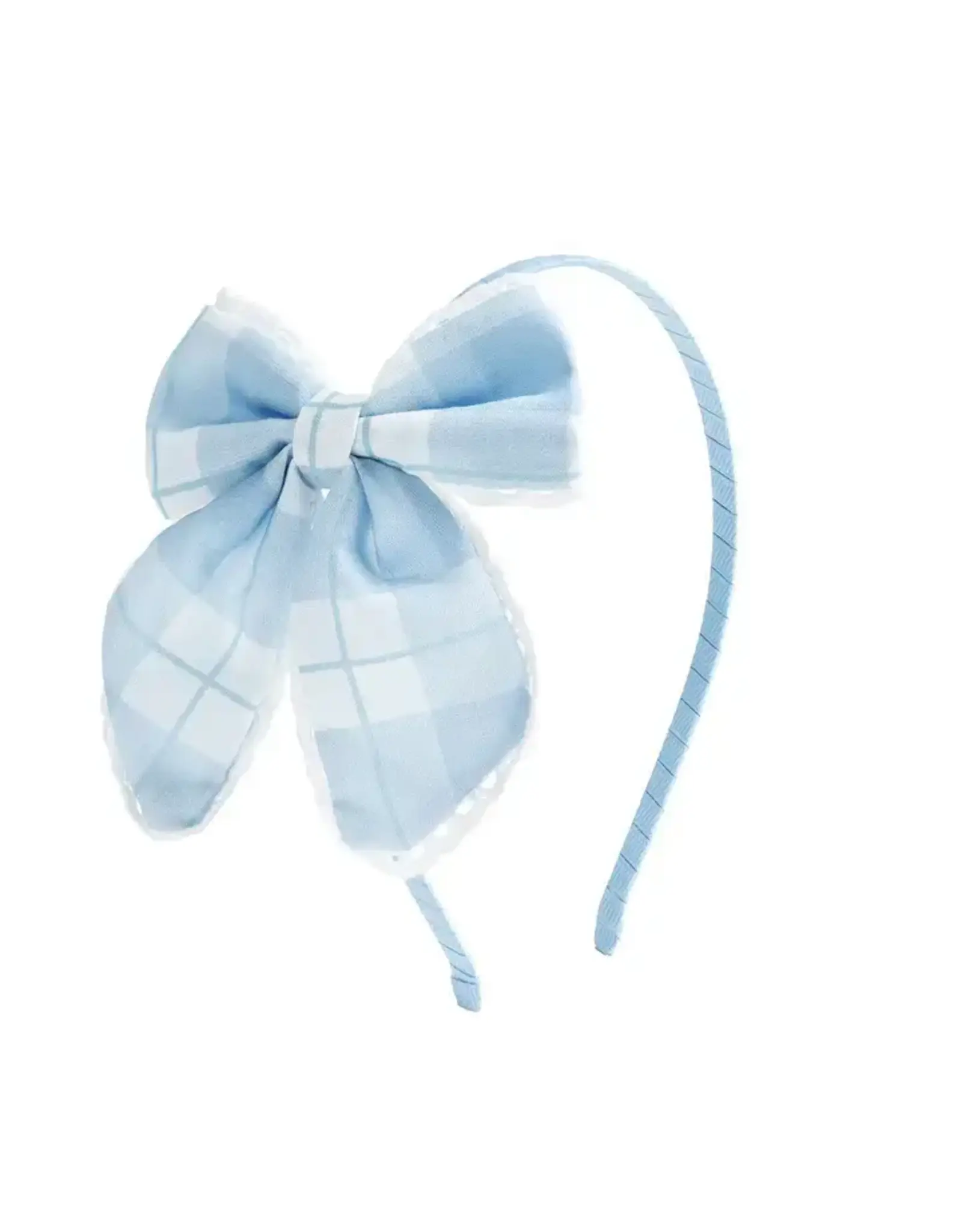 Sweet Wink Sweet Wink- Blue Plaid Bow Headband