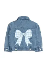 Sweet Wink Sweet Wink- Blue Plaid Bow Patch Denim Jacket