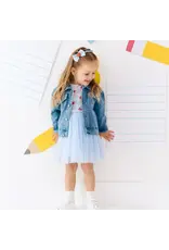 Sweet Wink Sweet Wink- Blue Plaid Bow Patch Denim Jacket