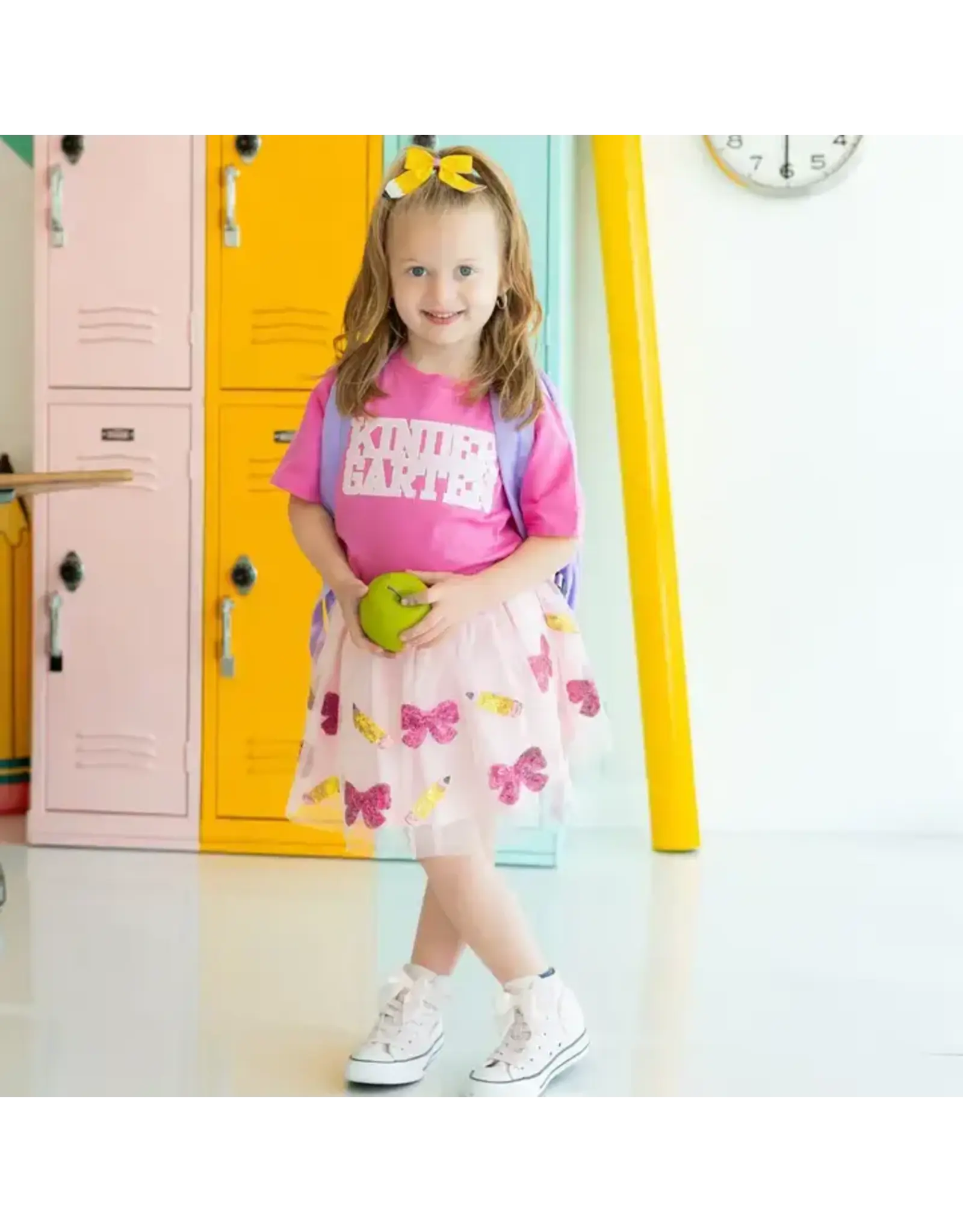 Sweet Wink Sweet Wink- Kindergarten Sequin Patch S/S TShirt: Raspberry