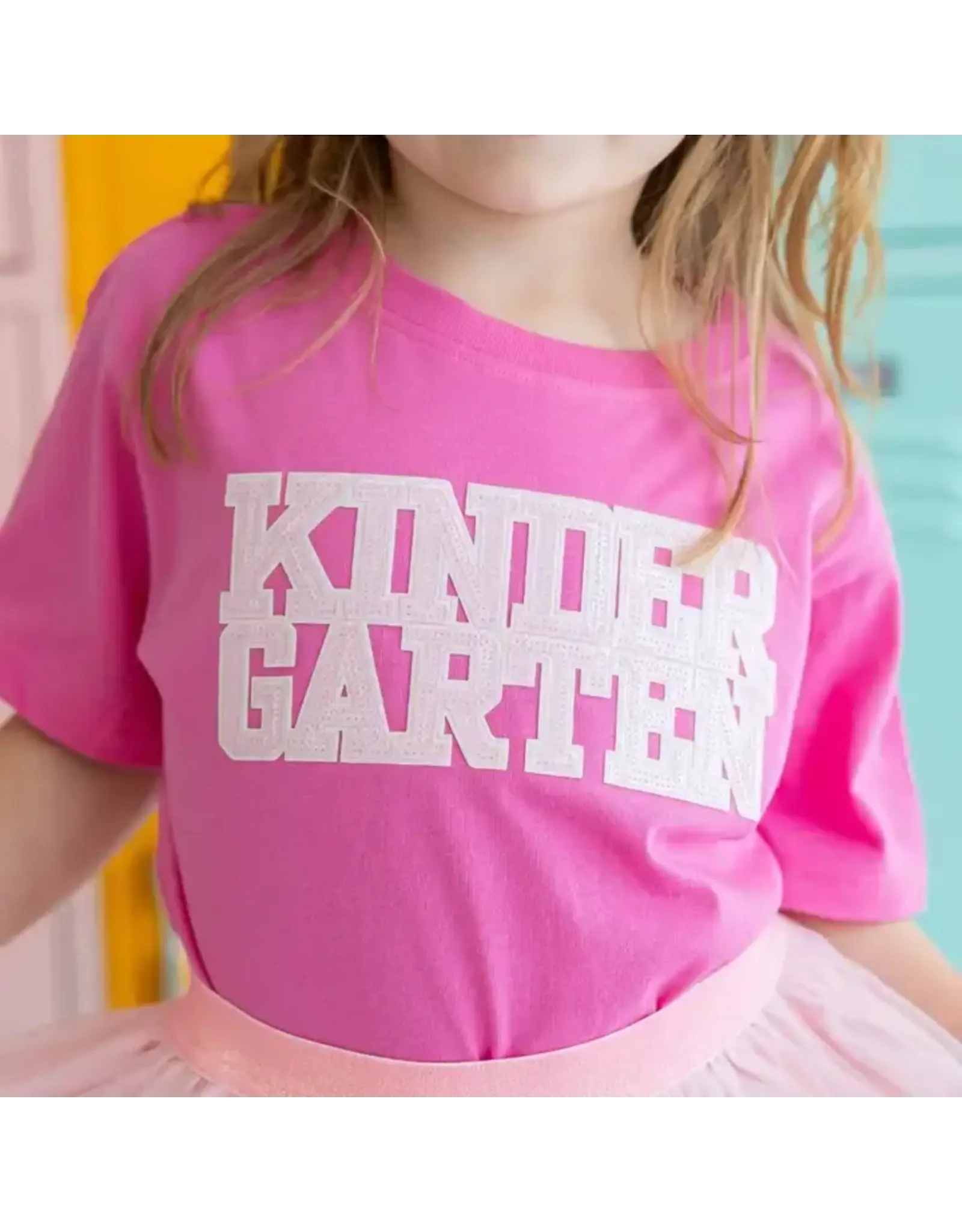 Sweet Wink Sweet Wink- Kindergarten Sequin Patch S/S TShirt: Raspberry