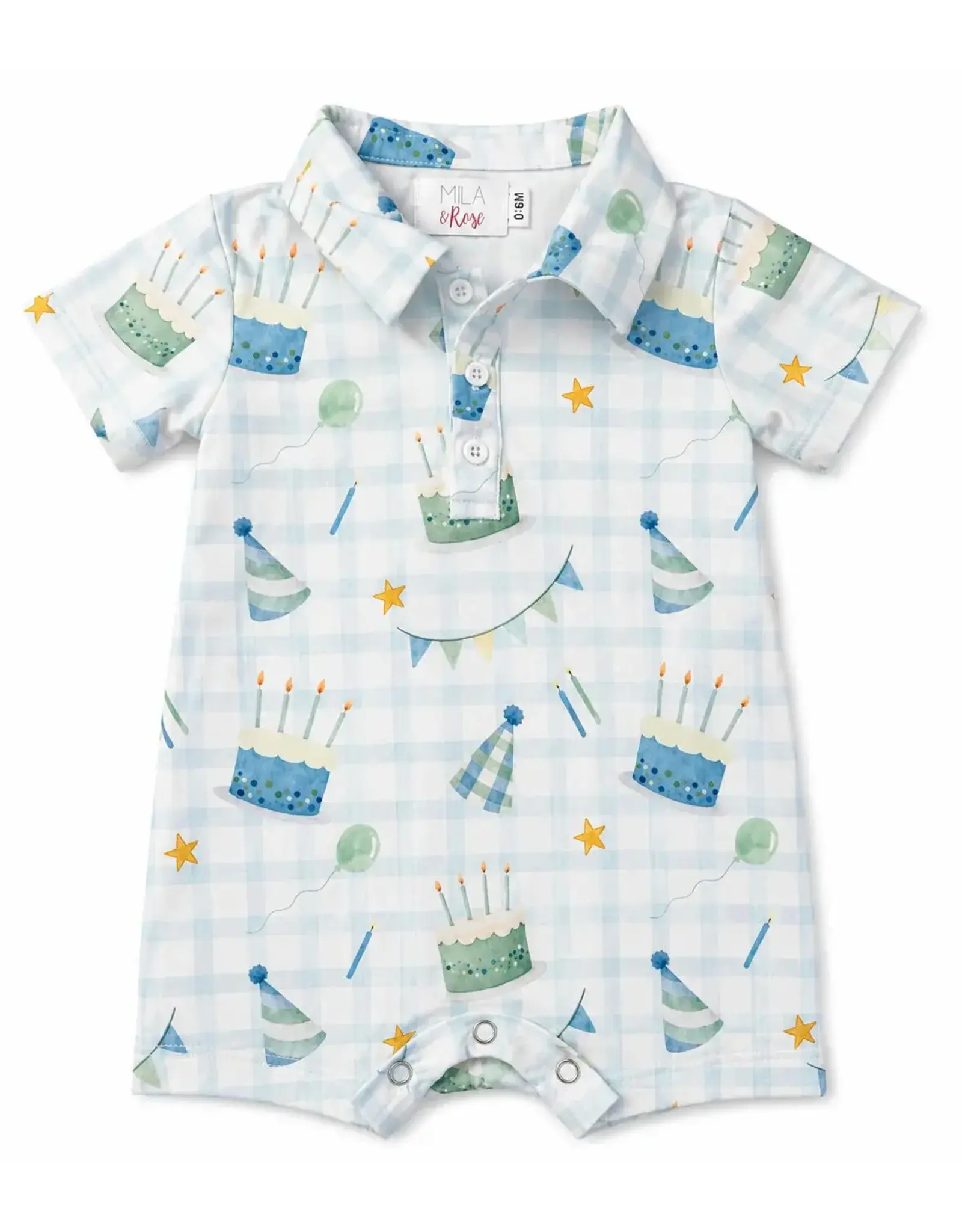 Mila & Rose Mila & Rose- Boys Birthday Magic Polo Shorty One Piece