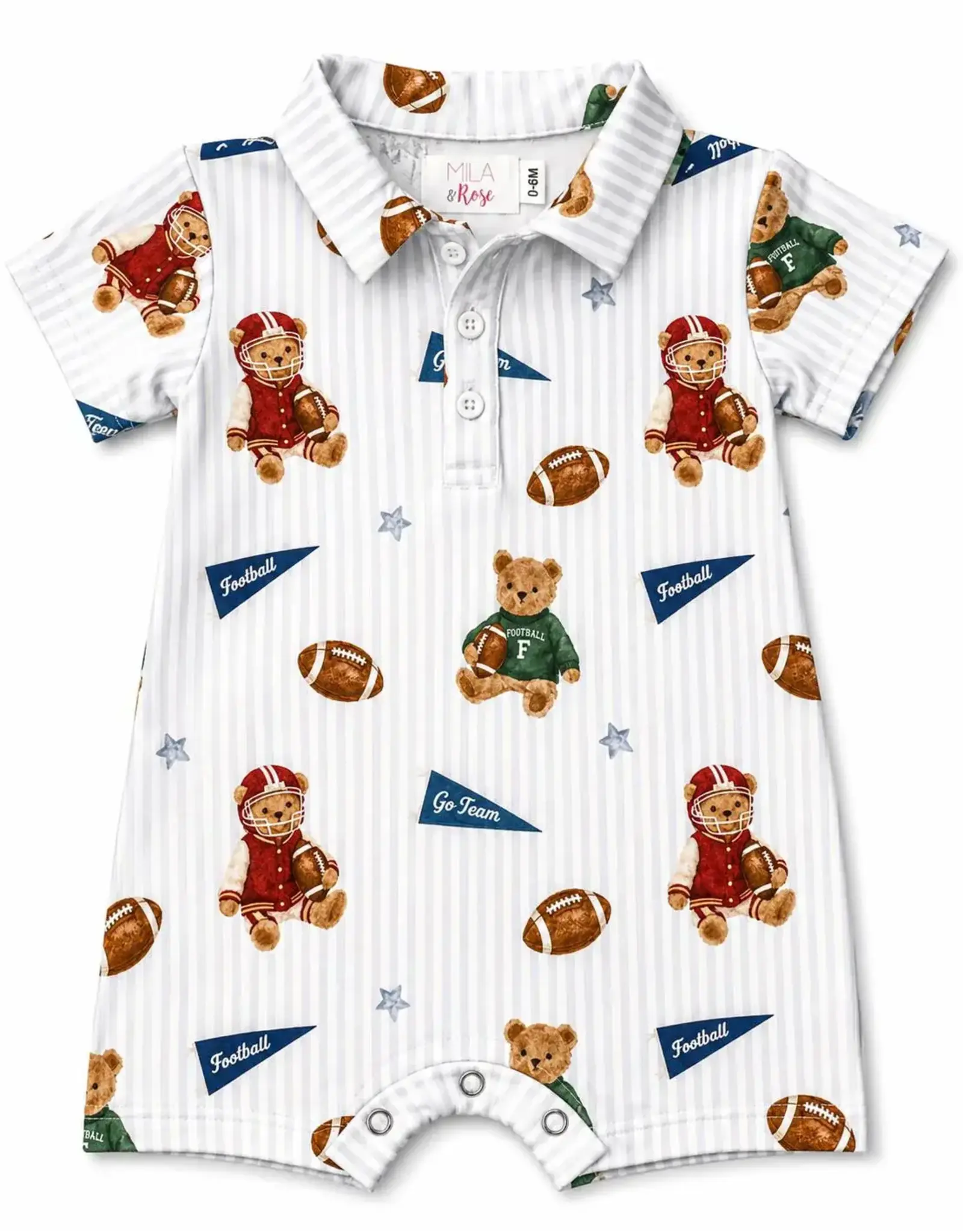 Mila & Rose Mila & Rose- Varsity Bears Polo Shorty One Piece