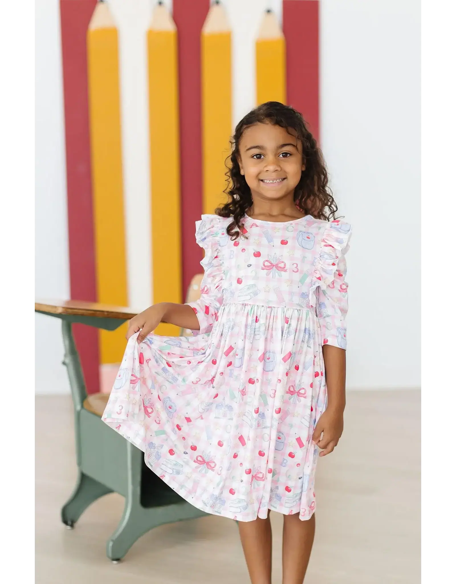 Mila & Rose Mila & Rose- School Days 3/4 Ruffle Twirl Dress
