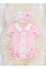 Pretty Bows Gingham Embroidered Romper