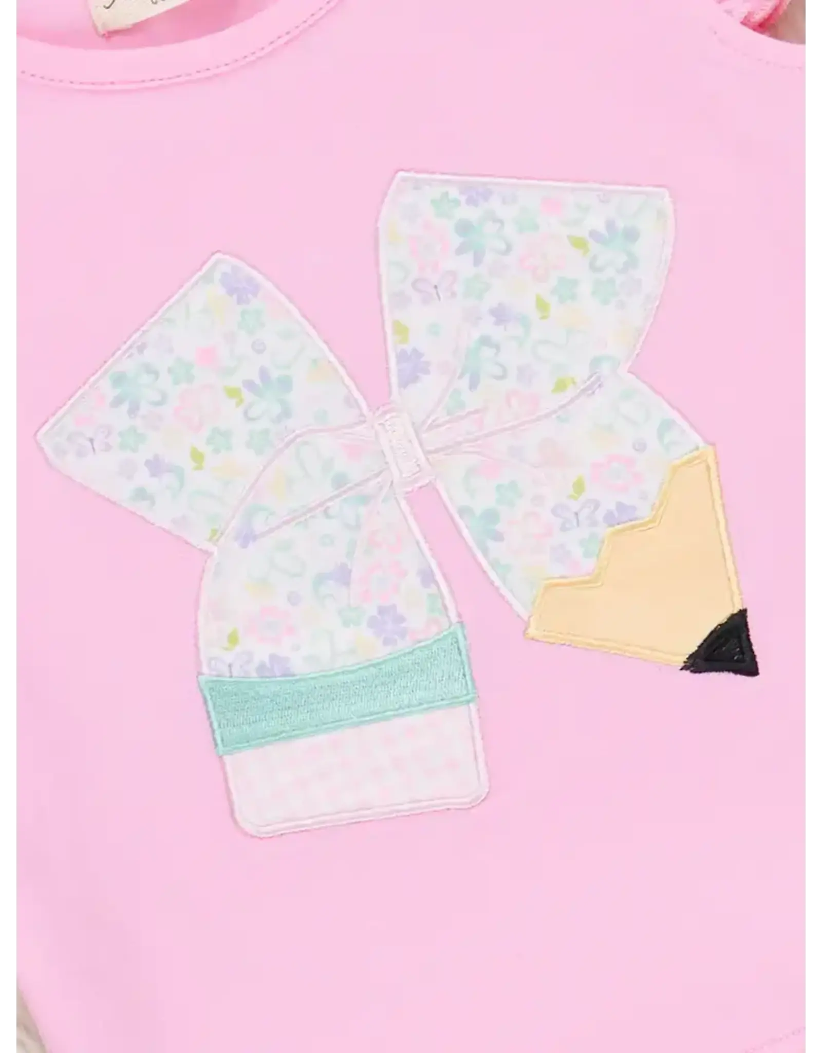 Sweet Embroidered Pencil Bows Ruffle Set