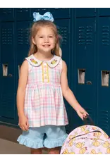 Pastel Pencils Embroidered Plaid Ruffle Set