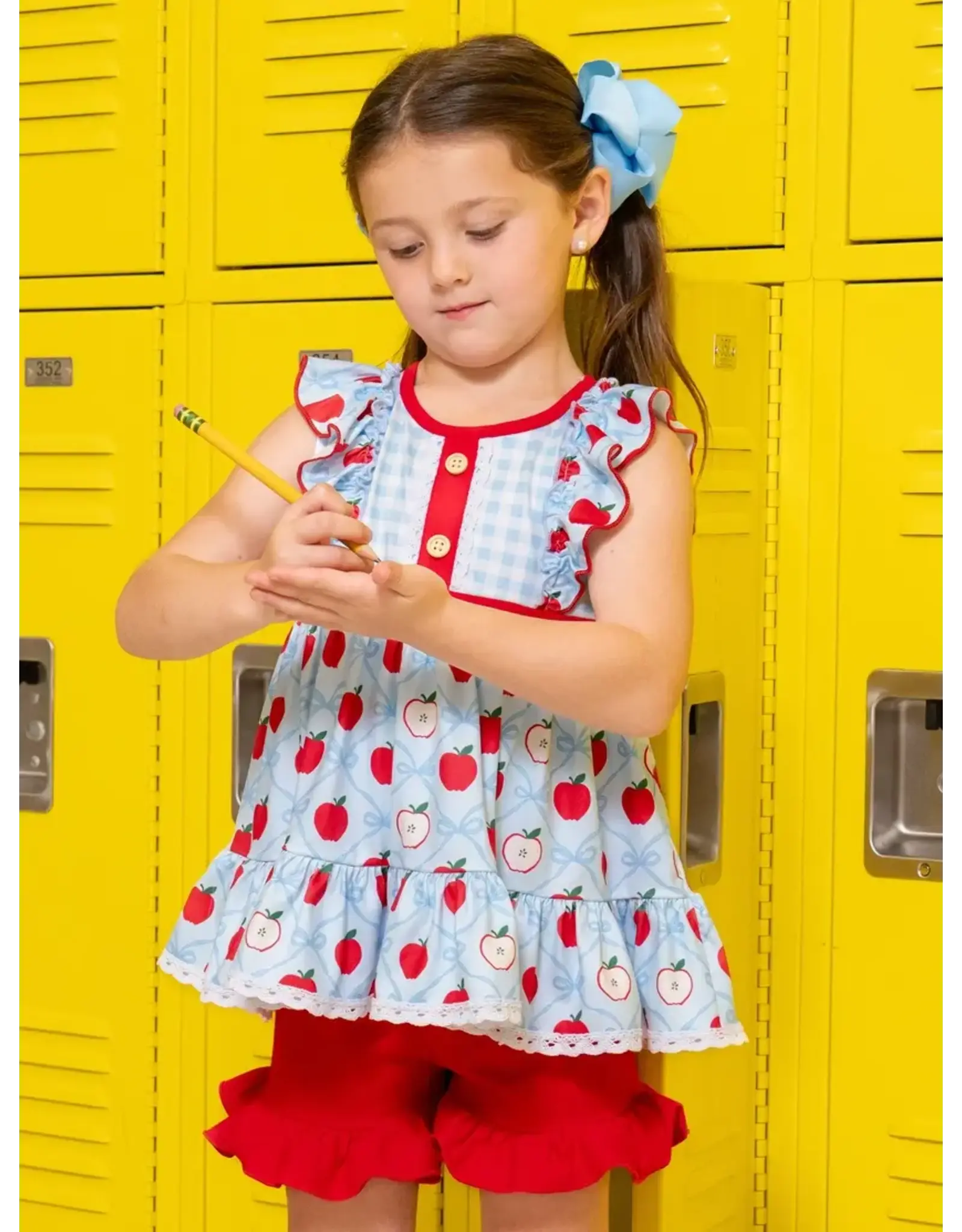 School Bell Apples Ruffle Set